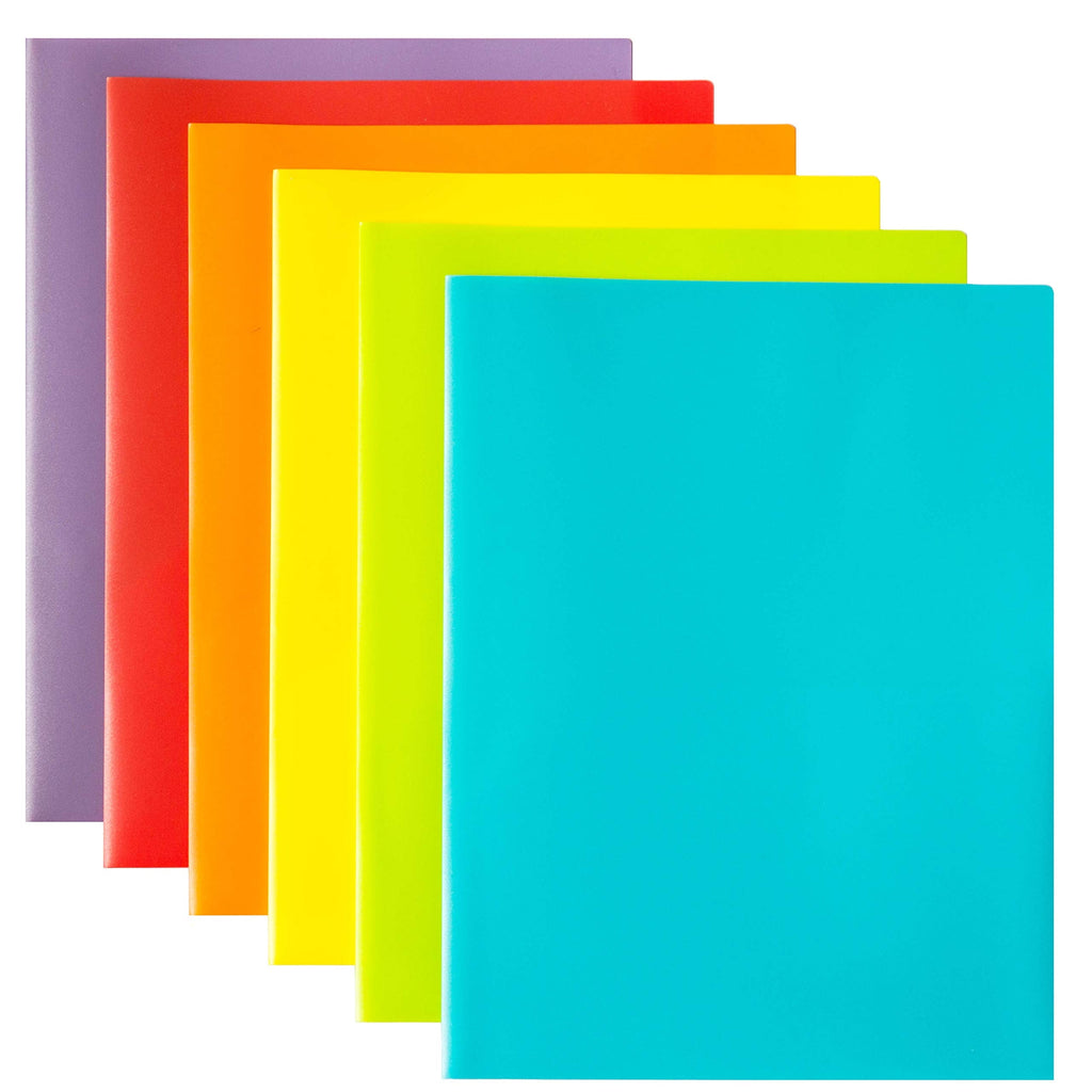 Youngever 12 Pack Plastic Pocket Folders - Heavy Duty Plastic 2 Pocket Folder, in 6 Colors