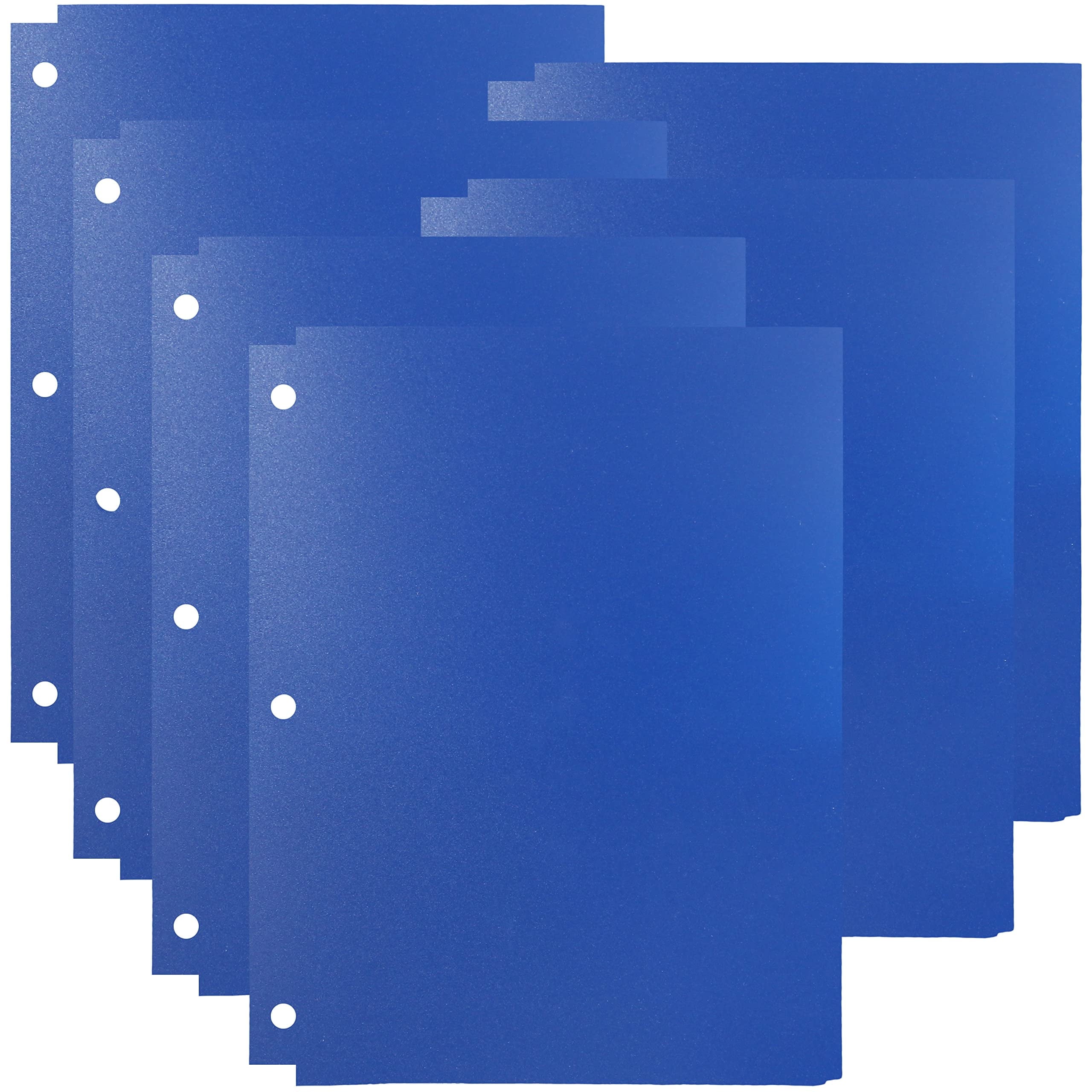 Youngever 6 Pack Heavy Duty Plastic Two Pocket Folders, Binder Dividers with Pocket, 3 Hole Punch Folder with Notches, Binder Folders (Dark Blue)
