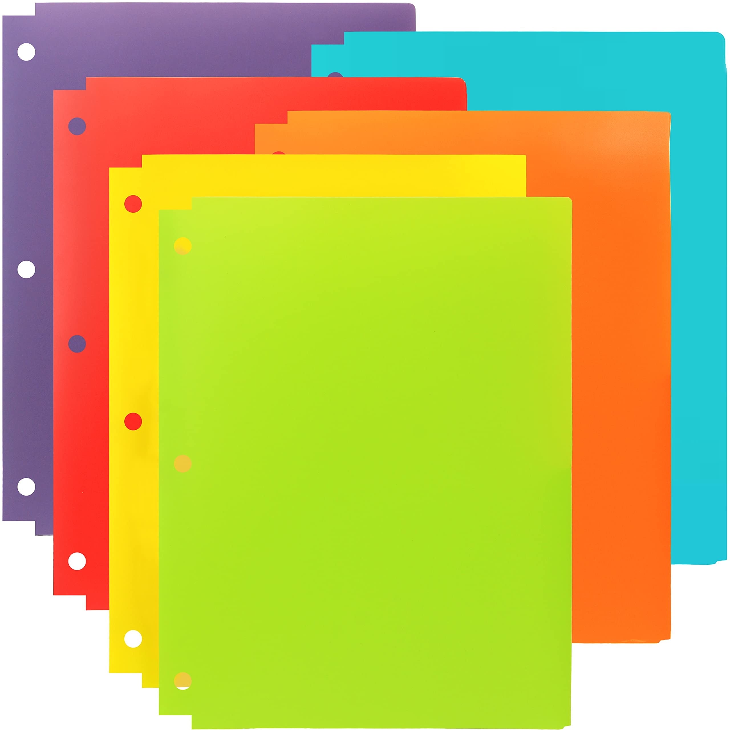 Youngever Heavy Duty Plastic Letter Size File Folders, 9.5 x 11.4 in, 6 Pack, 2 Pocket Folders with Notches, Moisture Resistant