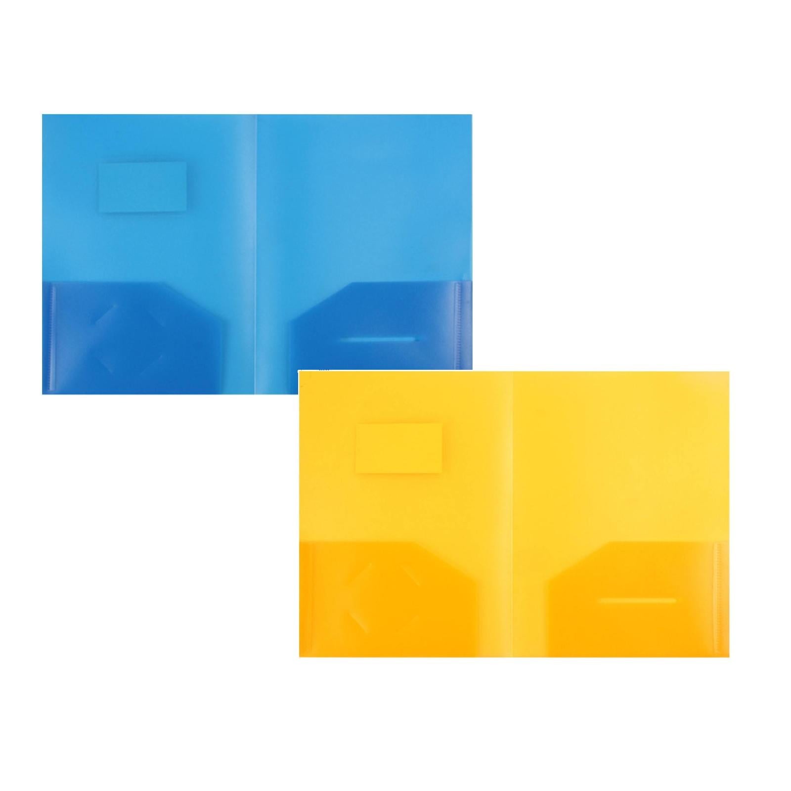 ZOURIH Plastic Folders with Pockets , 2 Pocket Poly Folders for School, Home or Office, Durable Acid-Free Poly, Includes Removable Adhesive Labels（2 Pack）