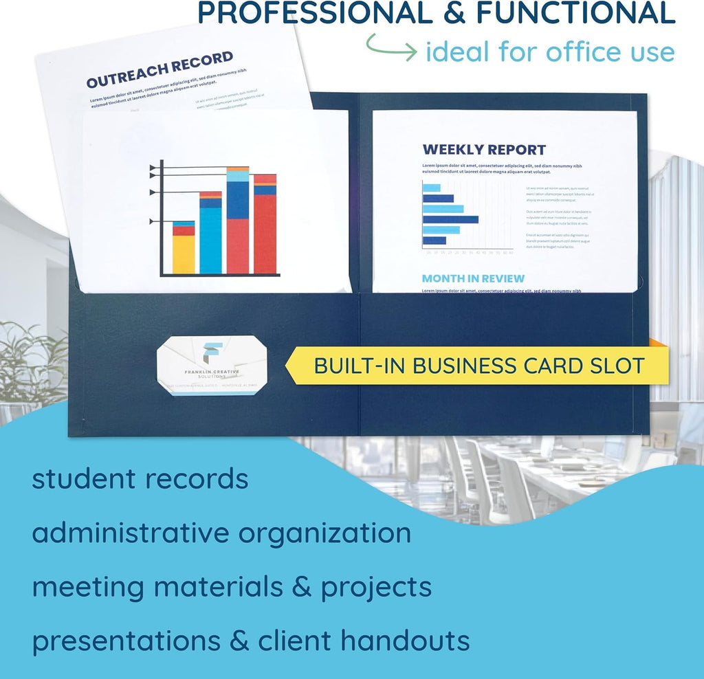 100 Pack Paper 2 Pocket Folders Bulk, Double Pocket Folders Bulk, Our Folders with Pockets are designed for office and classroom use, Folders with Pockets