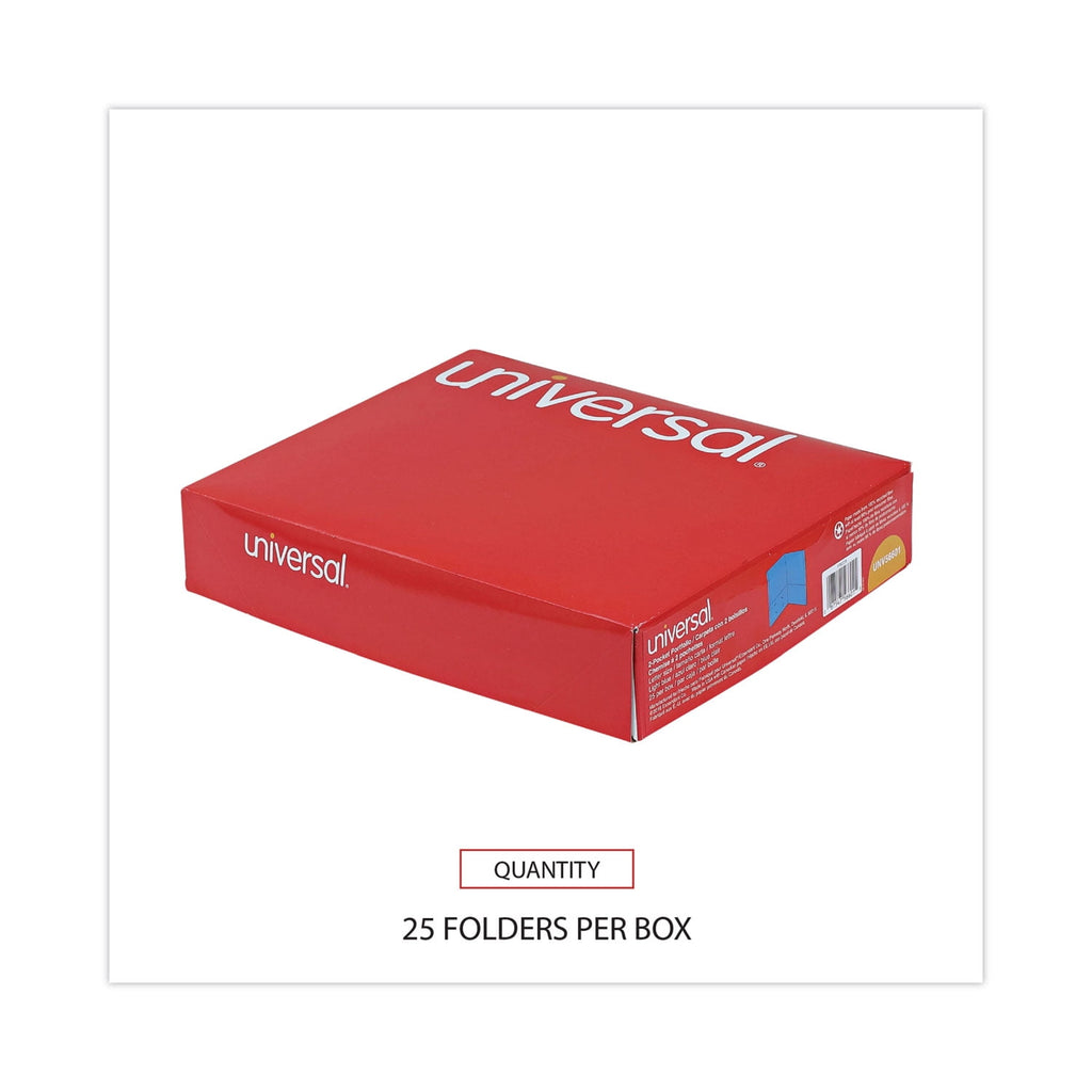 Universal Two-Pocket Portfolio, Embossed Leather Grain Paper, Light Blue, 25/Box (56601)