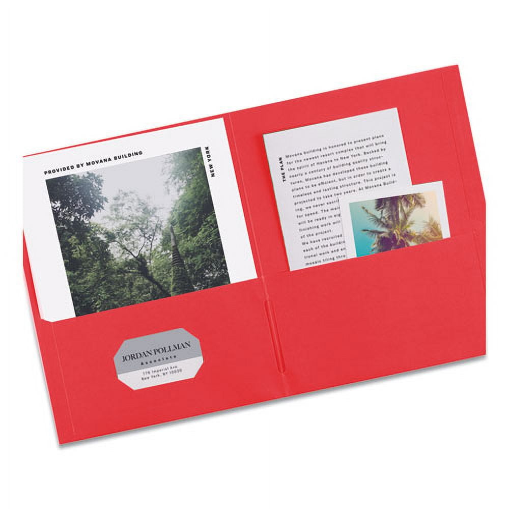 Two-Pocket Folder, 40-Sheet Capacity, 11 X 8.5, Red, 25/box | Bundle of 5