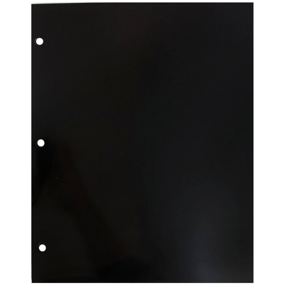 JAM Paper Glossy 3 Hole Punch Folders, Black, 6 per Pack