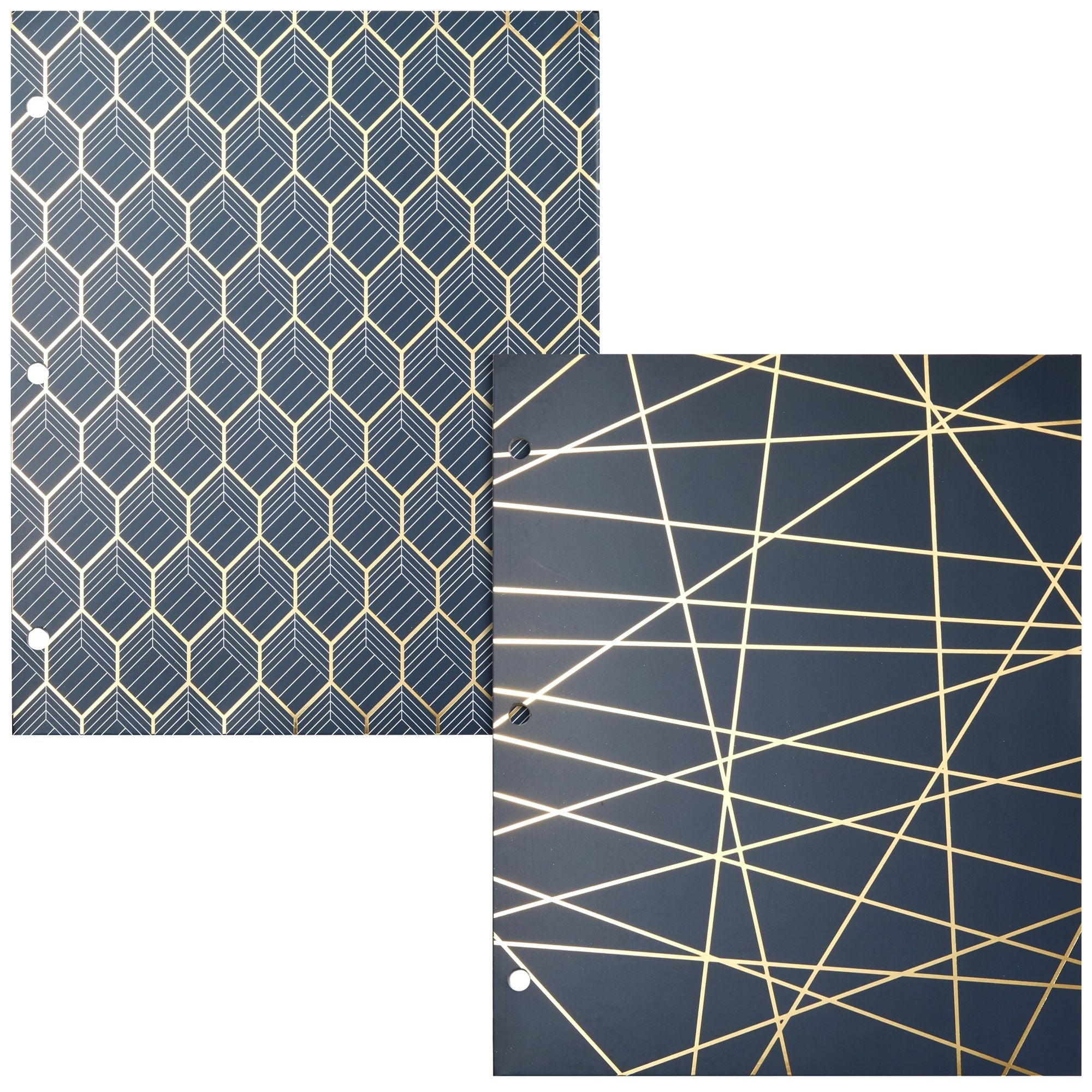 6 Pack School Folders with Pockets, 3 Hole Punched with 6 Geometric Designs for Office Supplies (9.5 x 12 In)