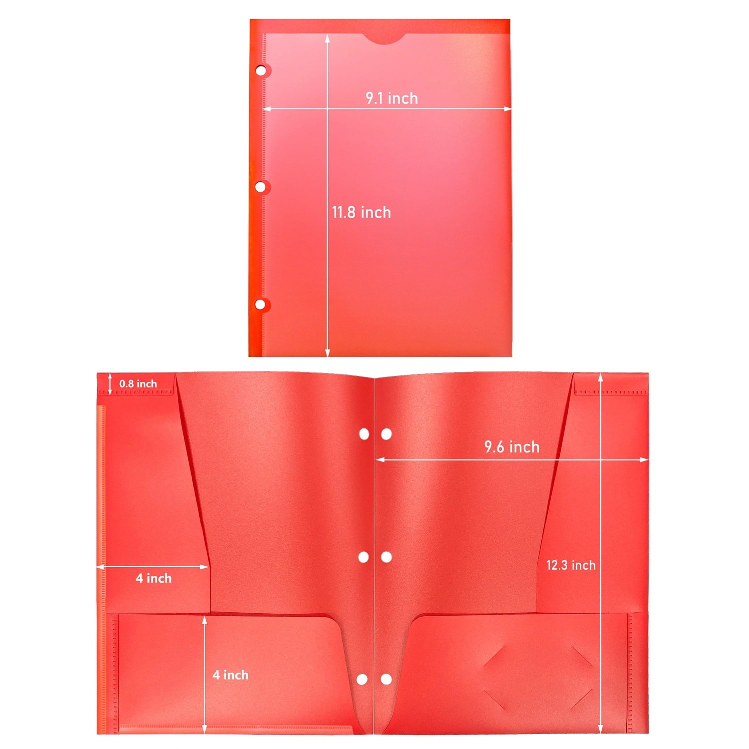 RYWESNIY 4 Pocket Plastic Folders ,3 Hole Punch,Letter Size, Assorted Colors, 4 Pack