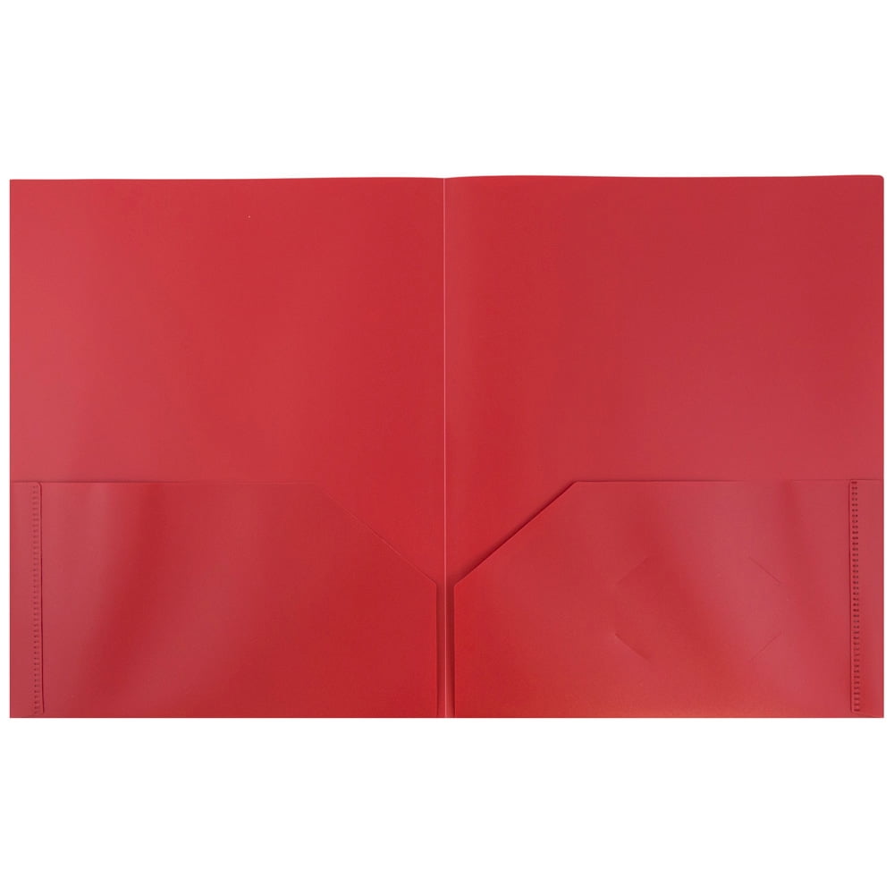 JAM Paper Plastic 2 Pocket School POP Folders, Red, 6 per Pack