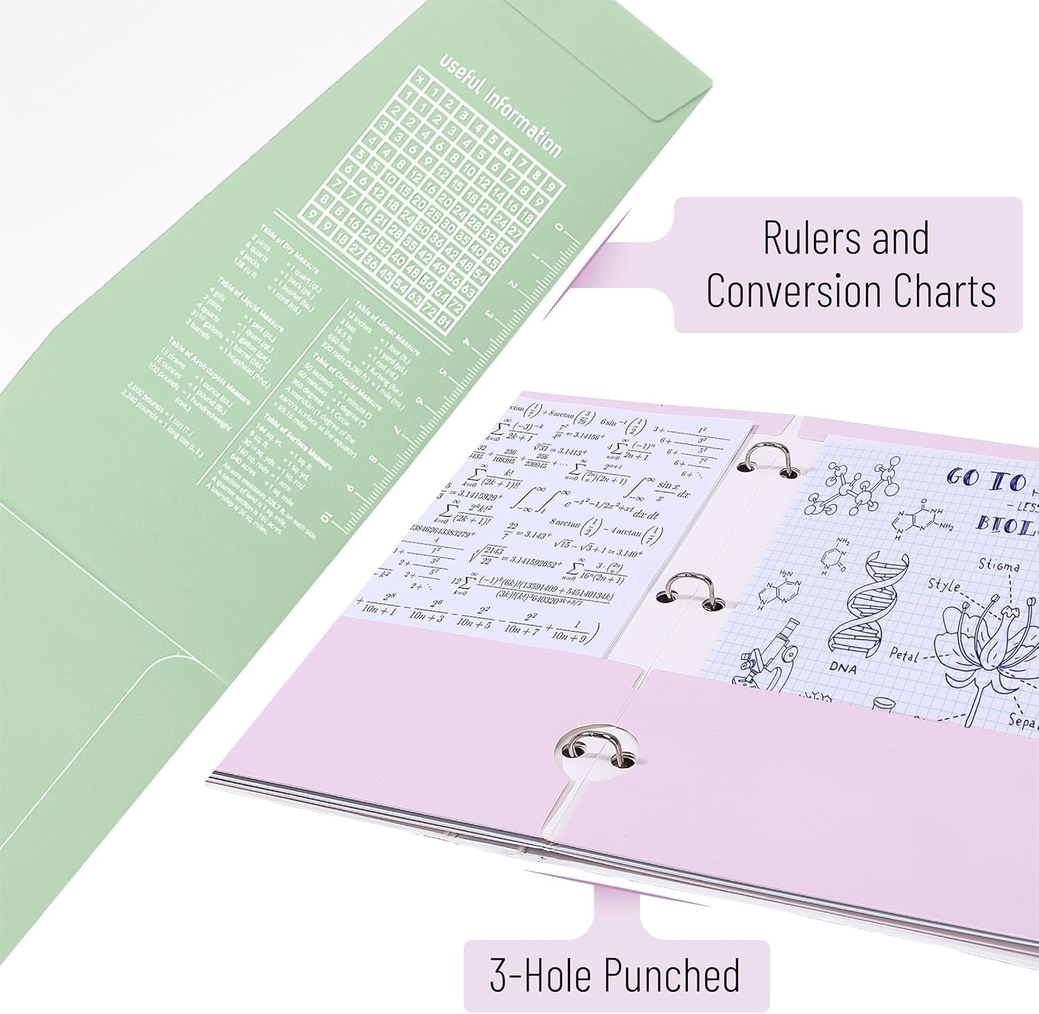 Pocket Folders,  Pastel Colors, Folders with Pockets 3 Hole Punched, Folders, Folders for School, Folders with Pockets, Binder Folders, Back to School Supplies
