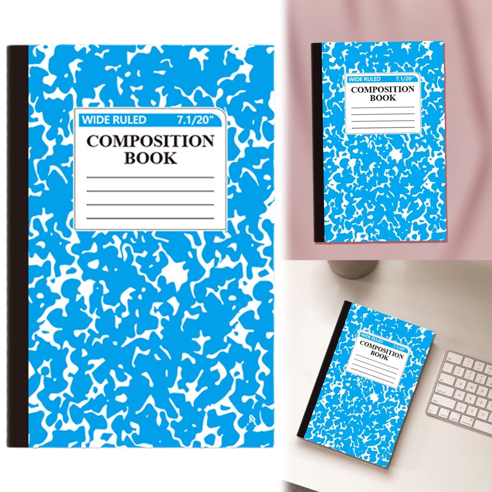 Clearance- Marbled Exquisite Notepad Blue, Blue Simple Notebook Exquisite Textured Notebook Sewing Notebook A5 Sewing Notebook 30Sheets 60 Pages