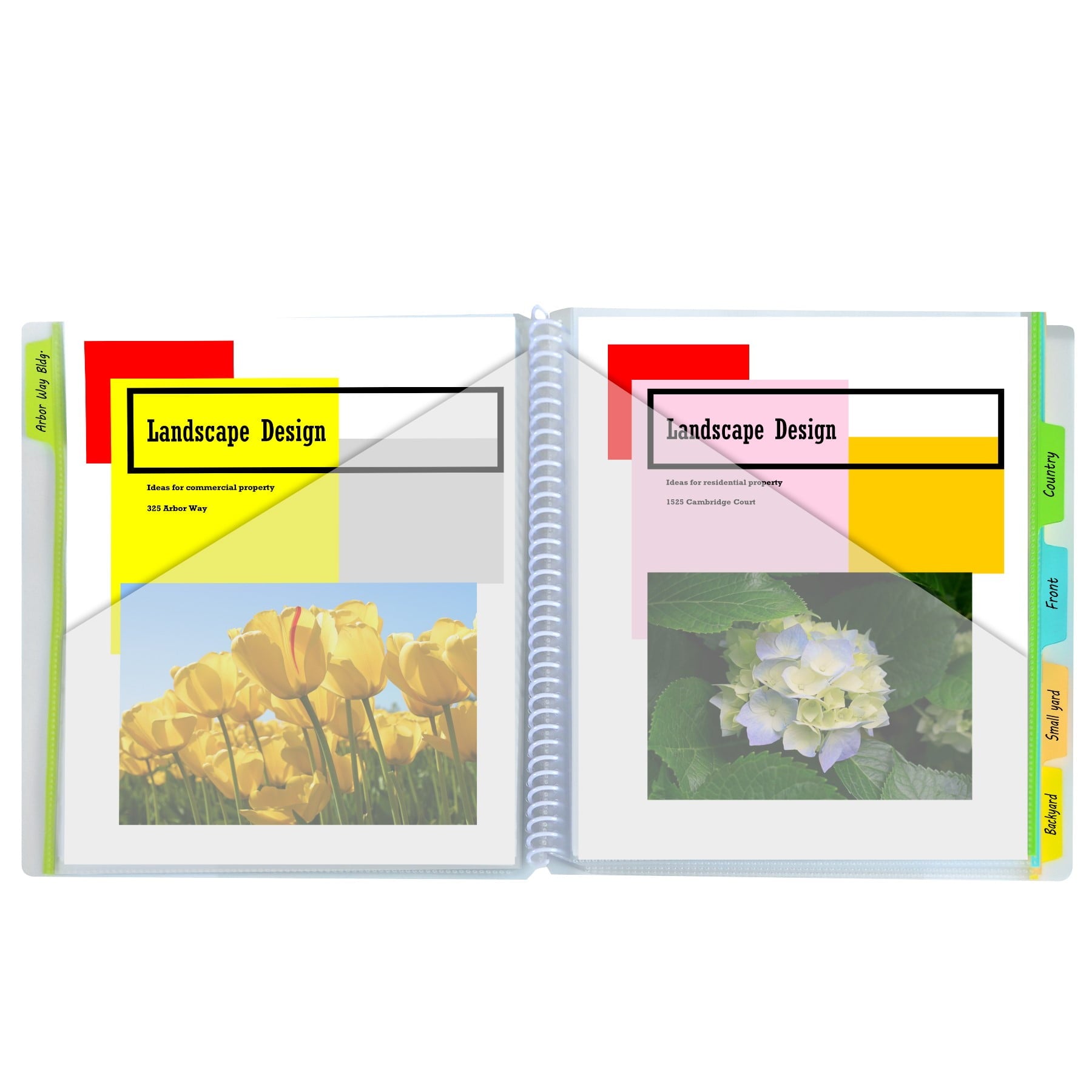 C-Line 10-Pocket Poly Portfolio with Write-On Index Tabs, Spiral Bound, 5-Tab, Clear with Assorted Color Tabs