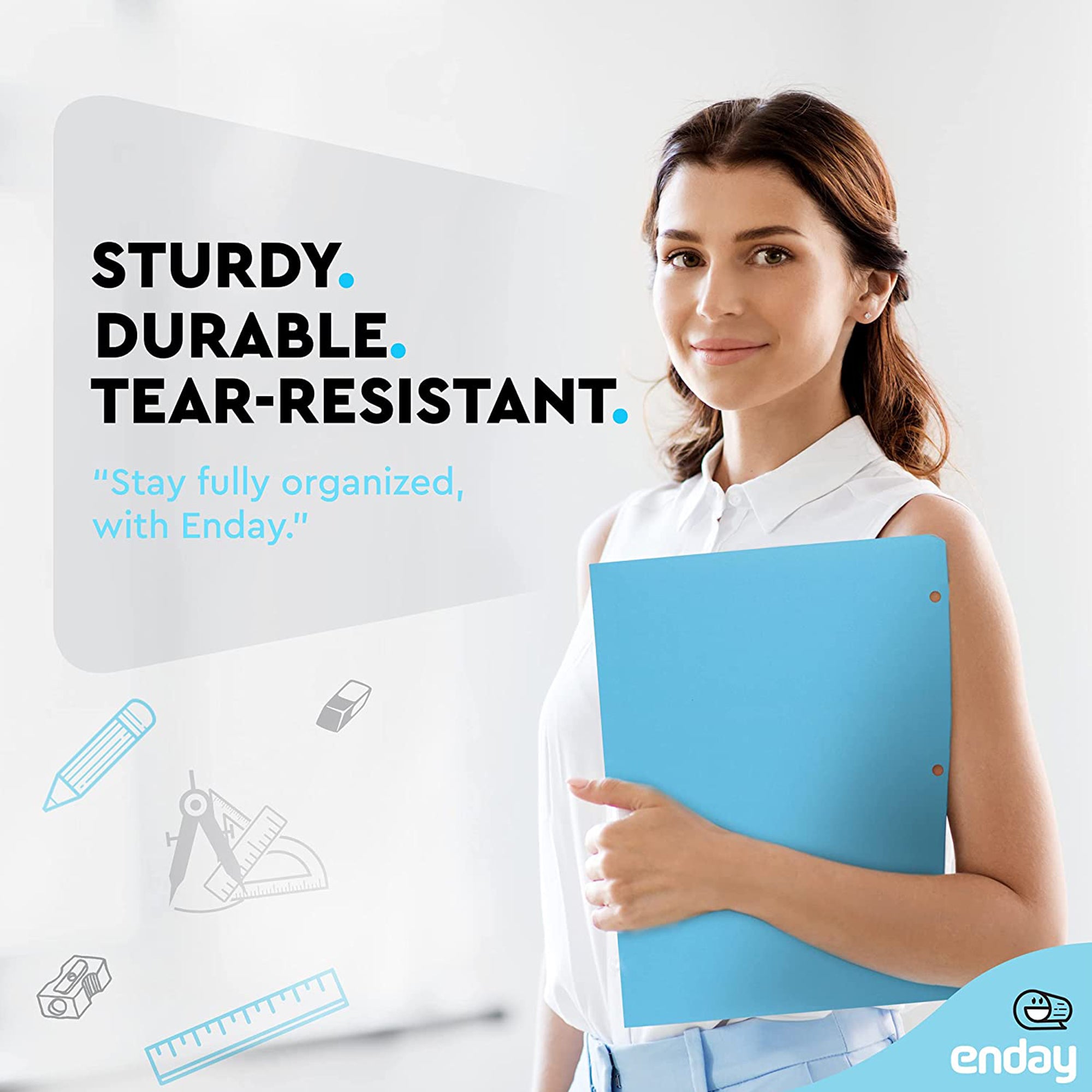 Enday Letter Size File Folders with 2 Pockets, Paper, Multicolor 24 Pcs