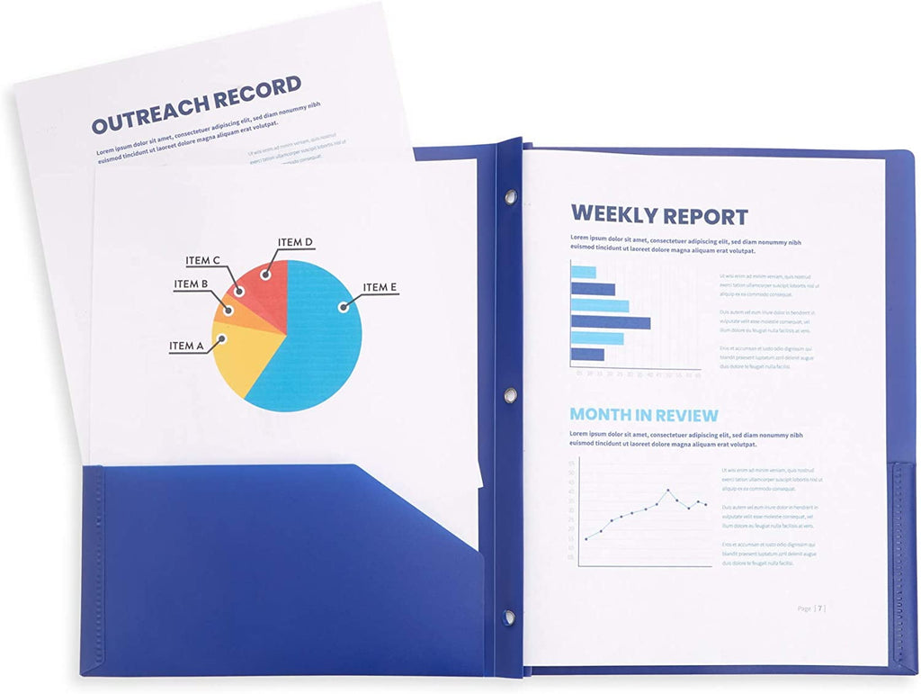 M·SOUTGONE 6 Pack Multicolor Plastic Folders with 3 Prongs, Ideal for School, College, Home, and Office