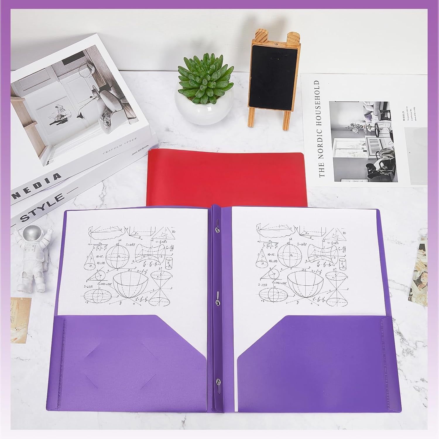 100 Pcs Plastic Folders with Pockets and Prong Folders with Prongs Plastic Folders with 2 Pockets Pocket Folders for Office, School for Students, Teachers, Office Workers (Colorful)