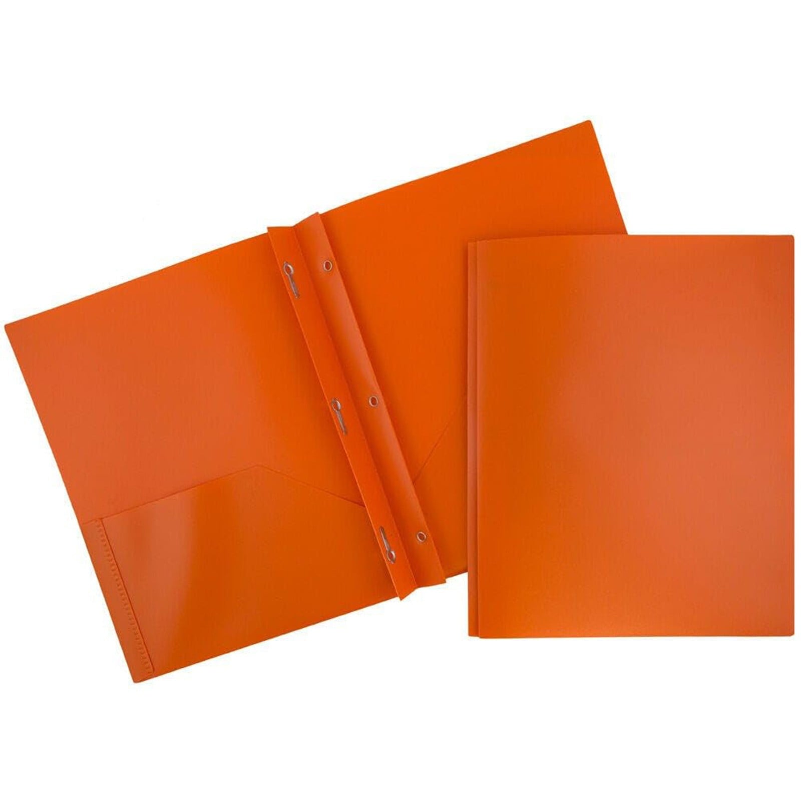 SWSUSN 1 Pc Plastic Folders with Pockets and Prongs Two Pocket Folder with Brads 3 prong Folders with Pockets for Letter Size Sheets, Orange