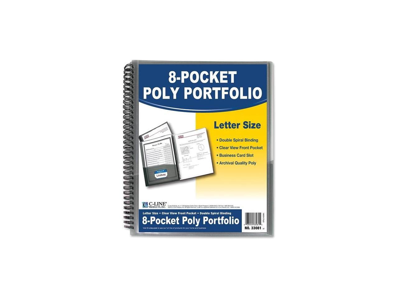 C-Line, CLI33081, 8-Pocket Spiral-bound Poly Portfolio, 1 Each, Smoke,Clear