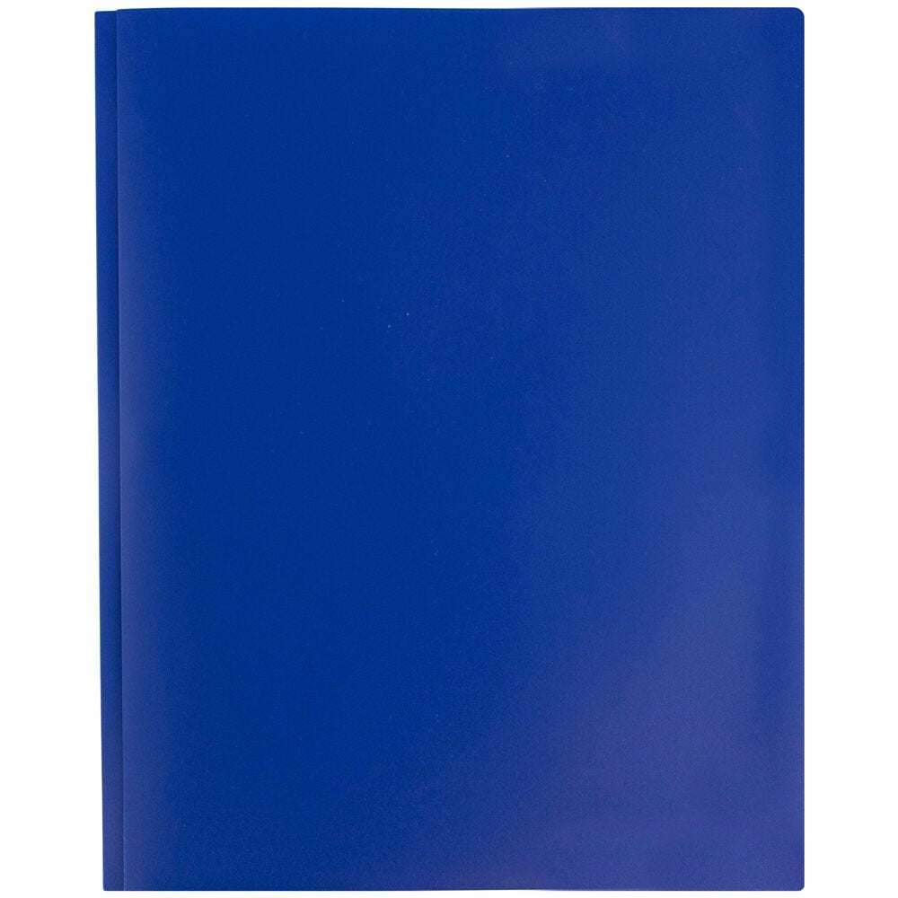 JAM Paper Plastic 2 Pocket School POP Folders with Metal Prongs Fastener Clasps, Dark Blue, 3/Pack