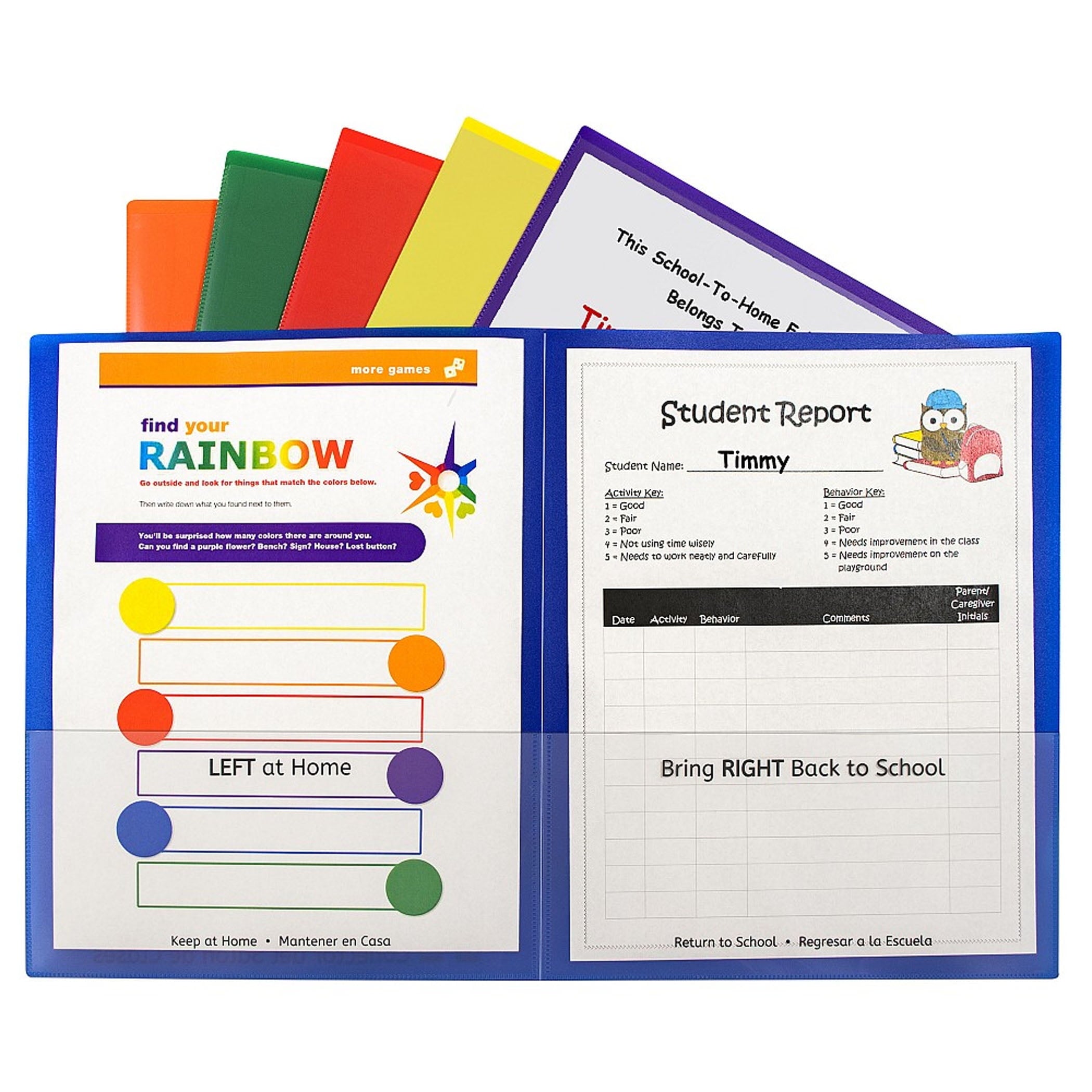 C-Line Classroom Connector School-To-Home Folder, Assorted Colors, Pack of 6