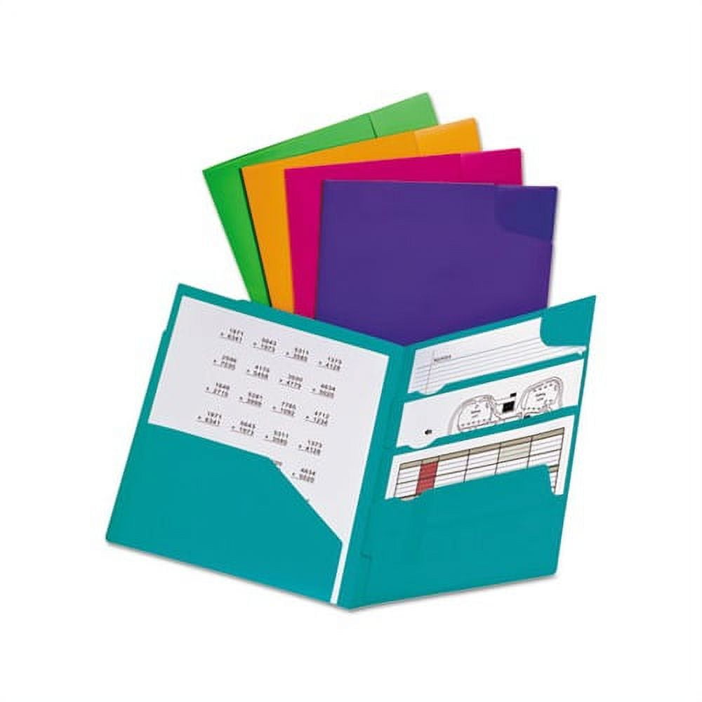 Divide It Up Four-Pocket Poly Folder 11 x 8-1/2, Assorted
