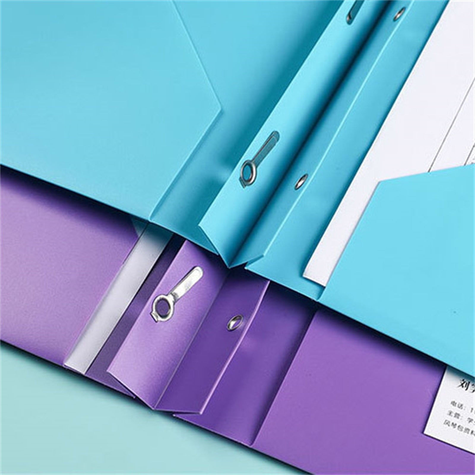 Plastic Folders with 3 Prongs Fasteners, 2 Pockets Folders with Brads & Business Card Holder for Letter Size Paper, Heavy Duty Folders for School Home Office and Business, 9.57x11.73"