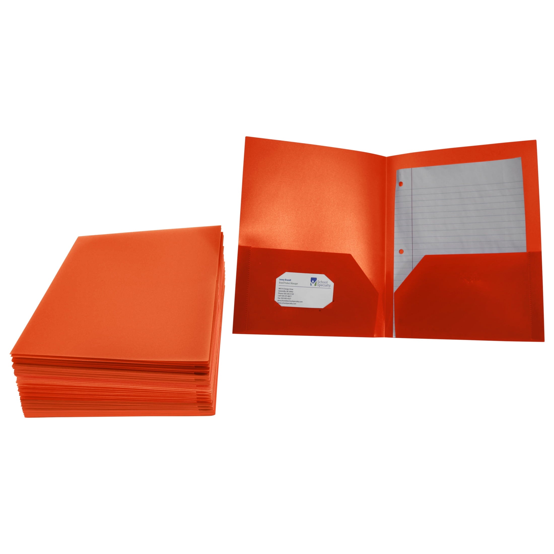 2-Pocket Poly Folders, Orange, Pack of 25
