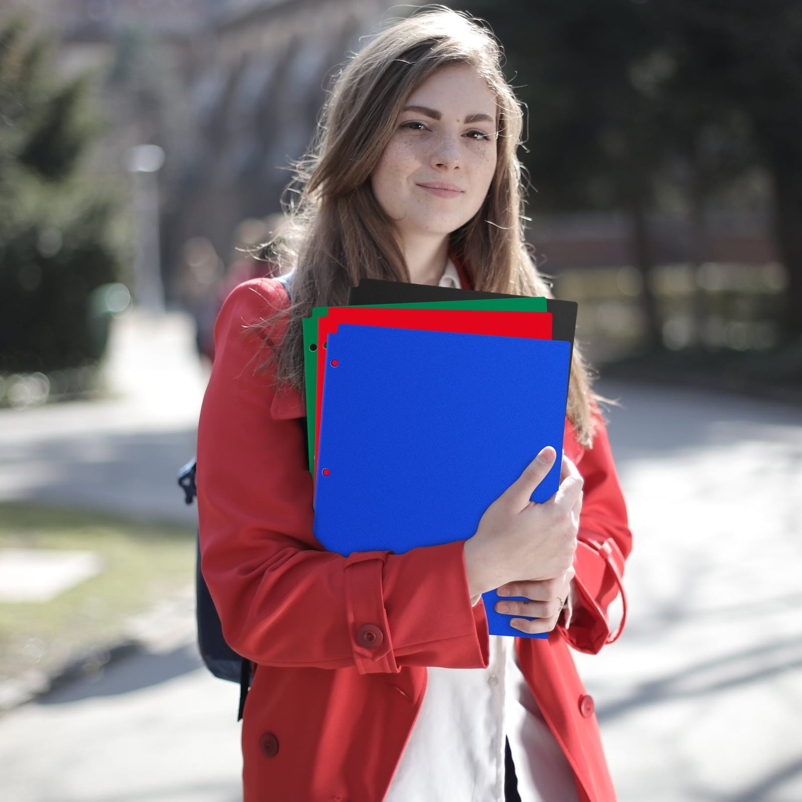 ViVin 12-pack Plastic Folders 3 Holes Punched with 2 Pockets, 50 Sheets Capacity, Letter Size 6 Assorted Colors