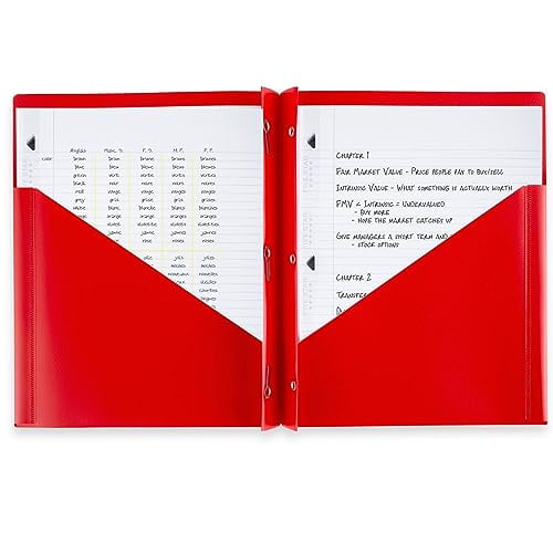 Five Star 2-Pocket Folder, 4 Pack, Plastic Folder with Prong Fasteners, Holds 8-1/2" x 11" Paper, Black, Fire Red, Forest Green, Pacific Blue (38140)