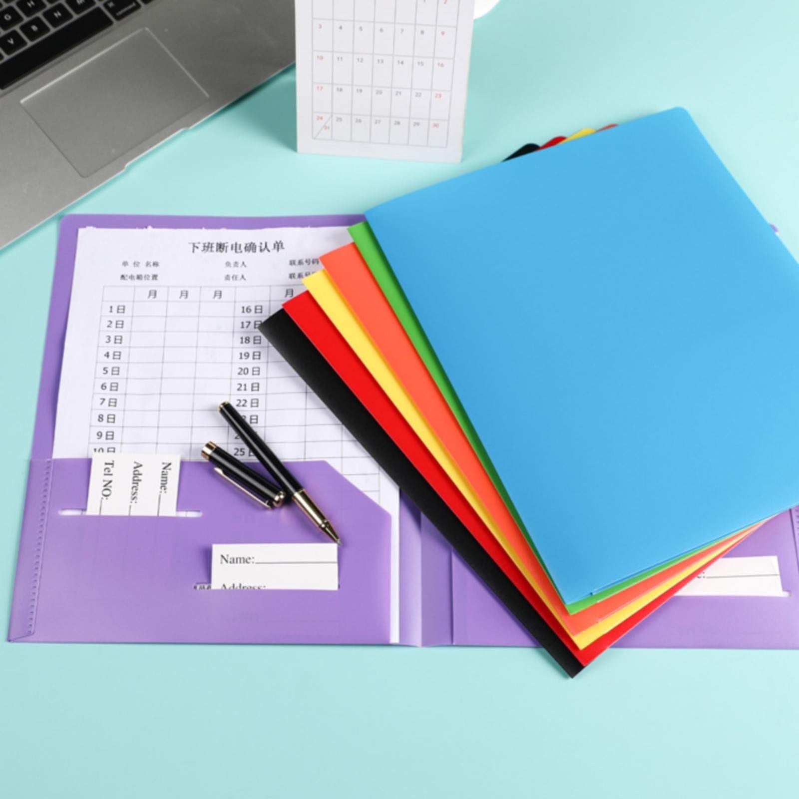 Two-Pocket Folders,Folders with Pocket,plastic Folder with 2 Pocket and 4-Prong Fasteners 1pcs,Black