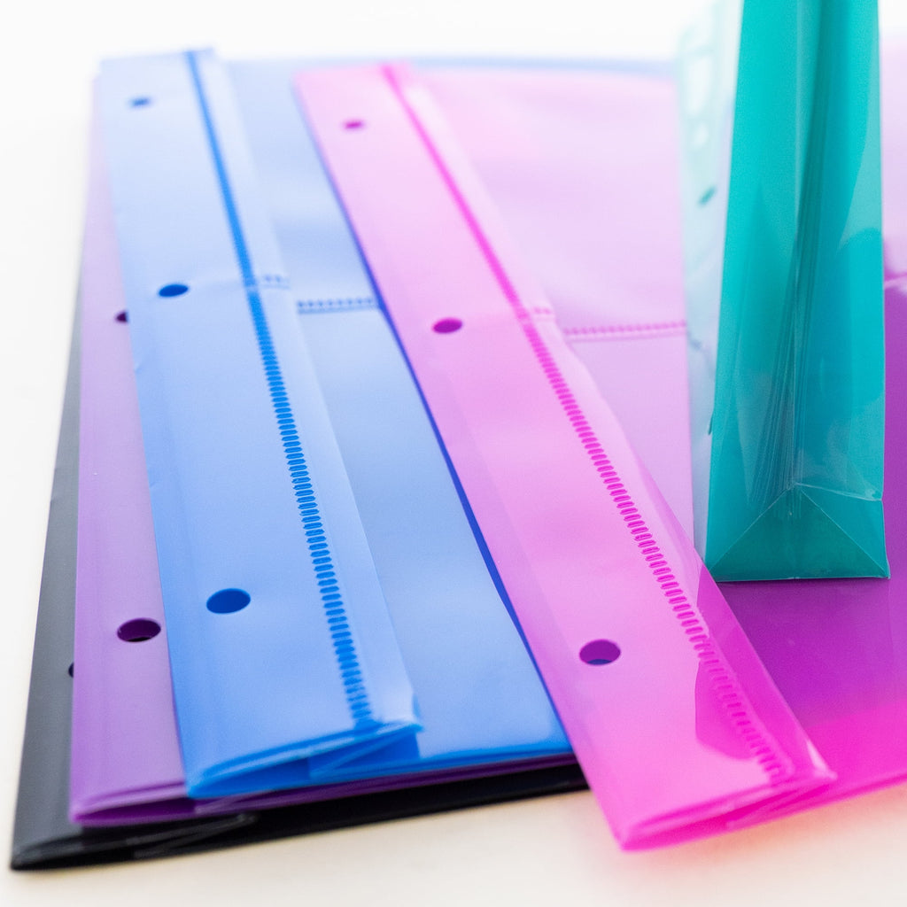 BAZIC Poly Envelope Binder Pocket Folder, 3 Hole Punched, Clear Letter A4 Size Document Folder (5/Pack), 1-Pack