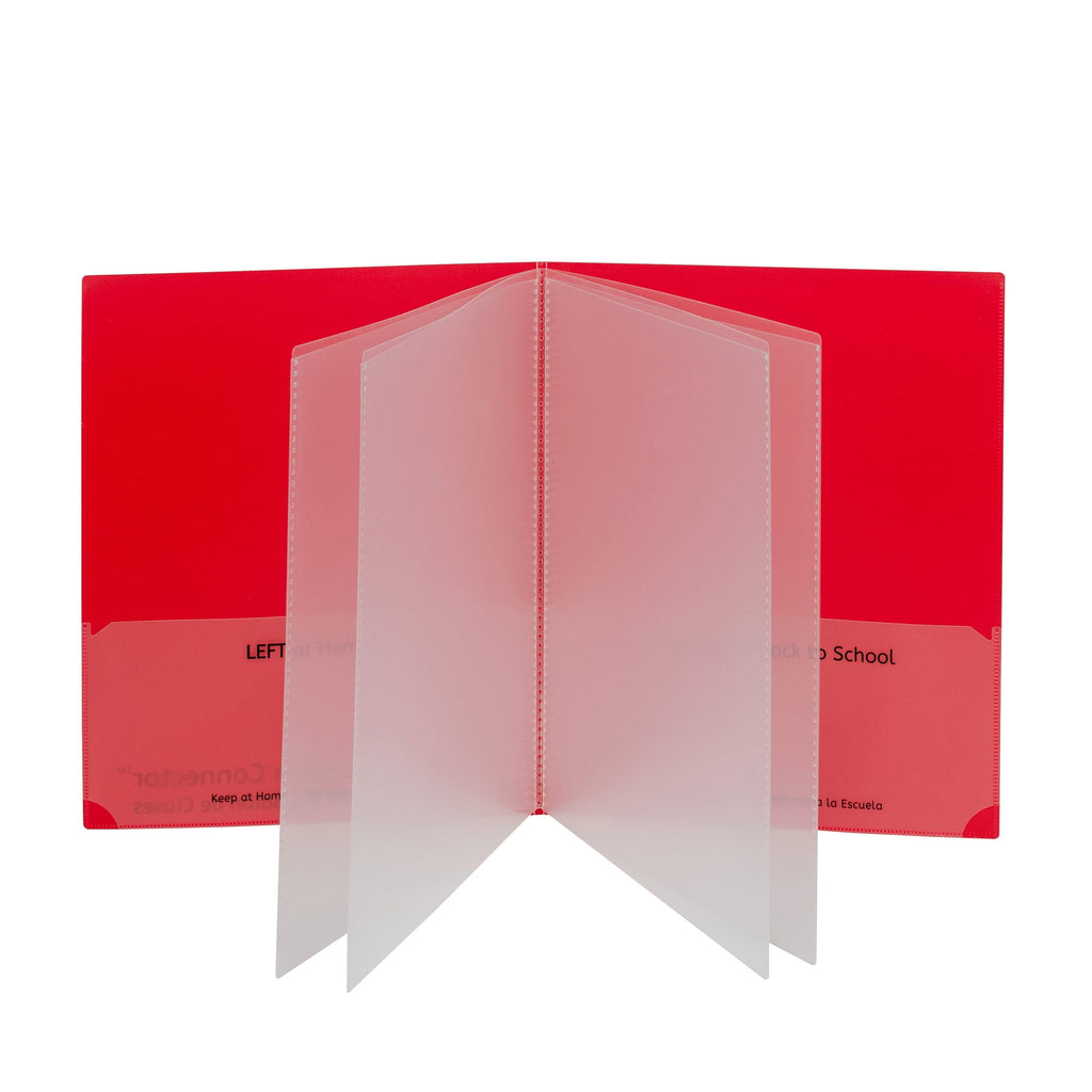 C-Line Classroom Connector Multi-Pocket Folders, Red, Box of 15