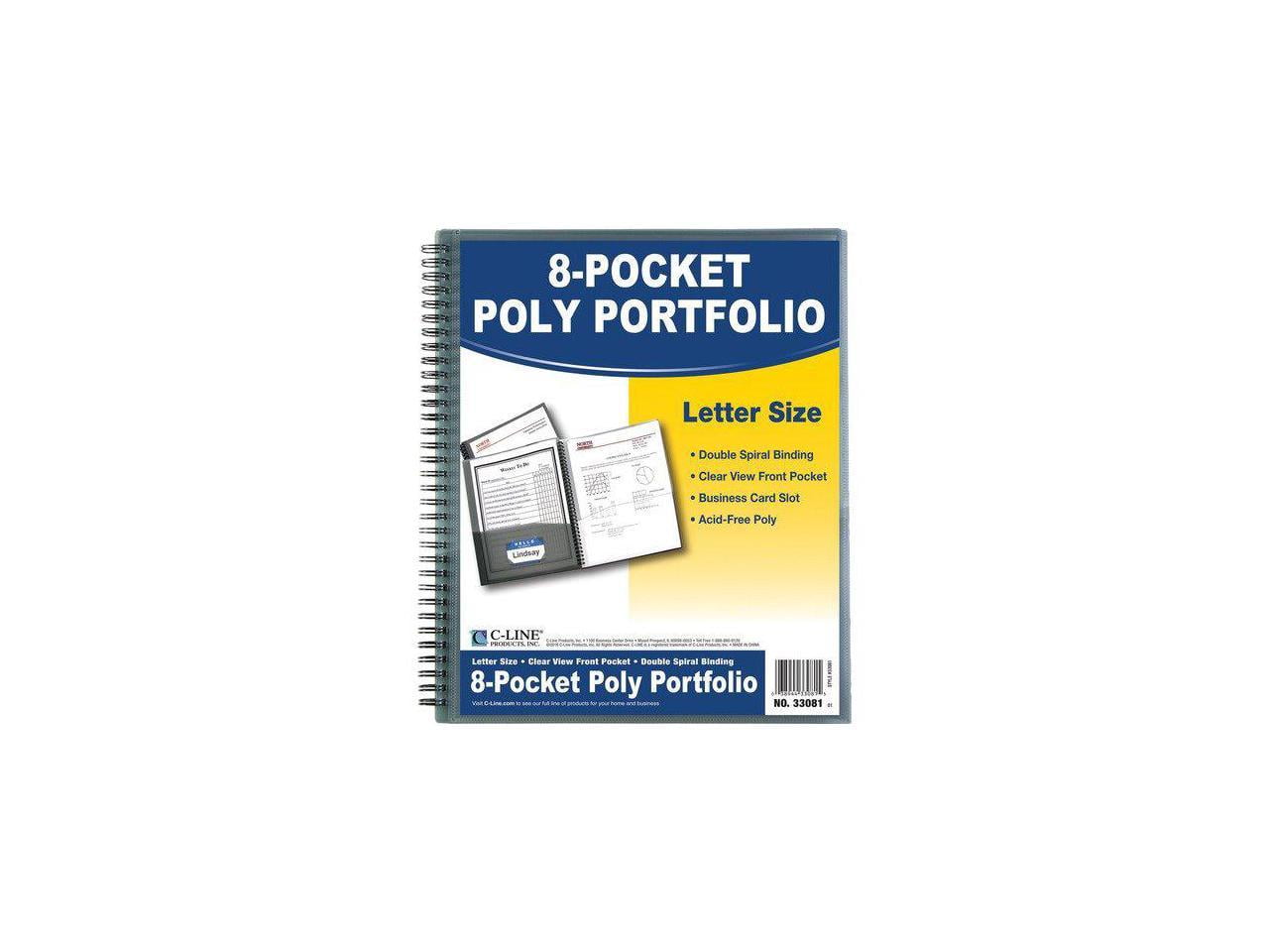 C-Line, CLI33081, 8-Pocket Spiral-bound Poly Portfolio, 1 Each, Smoke,Clear