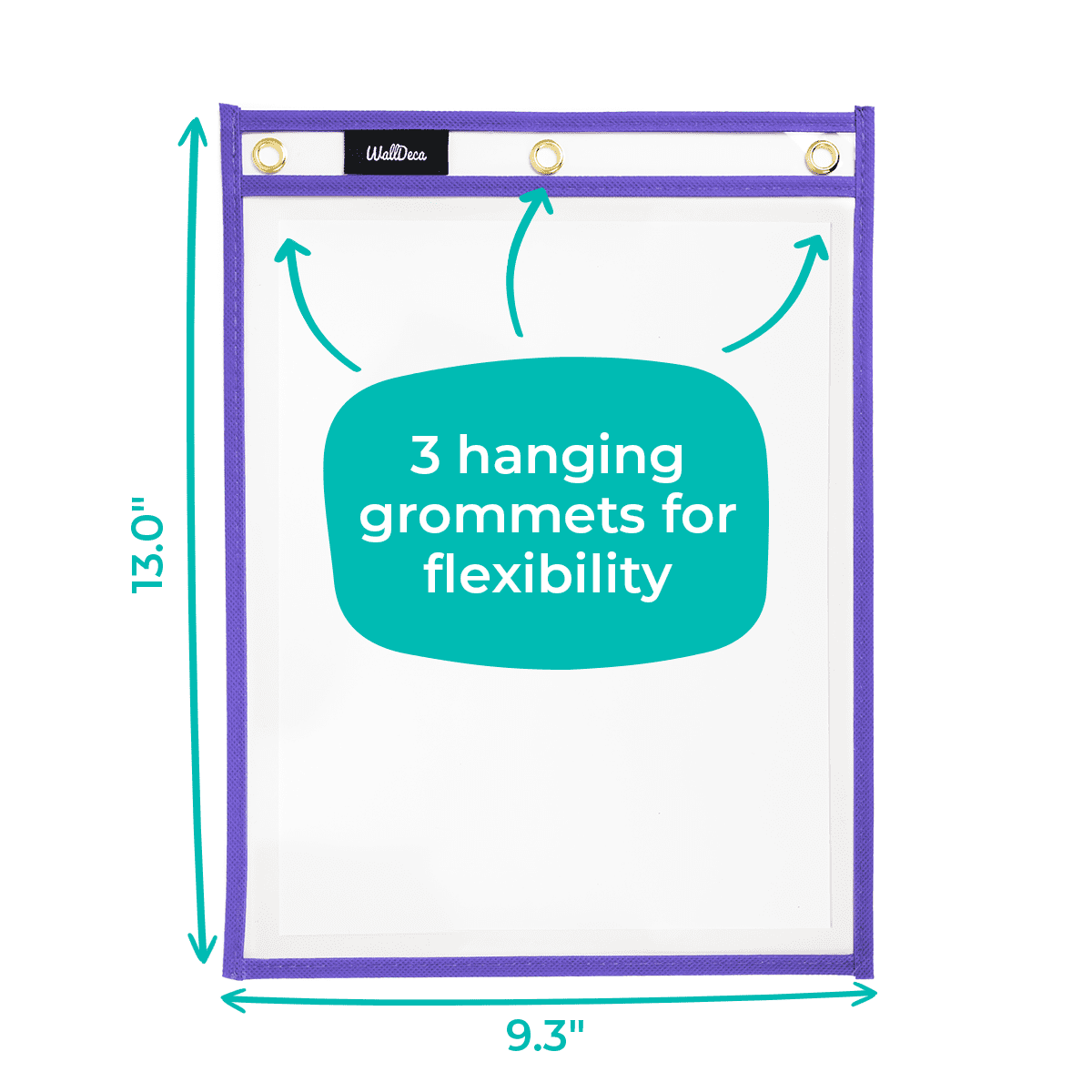 WallDeca Dry Erase Pocket Sleeves Assorted Colors , 9.3" x 13", Fits Full Pages, 5 Colors (25-Pack)