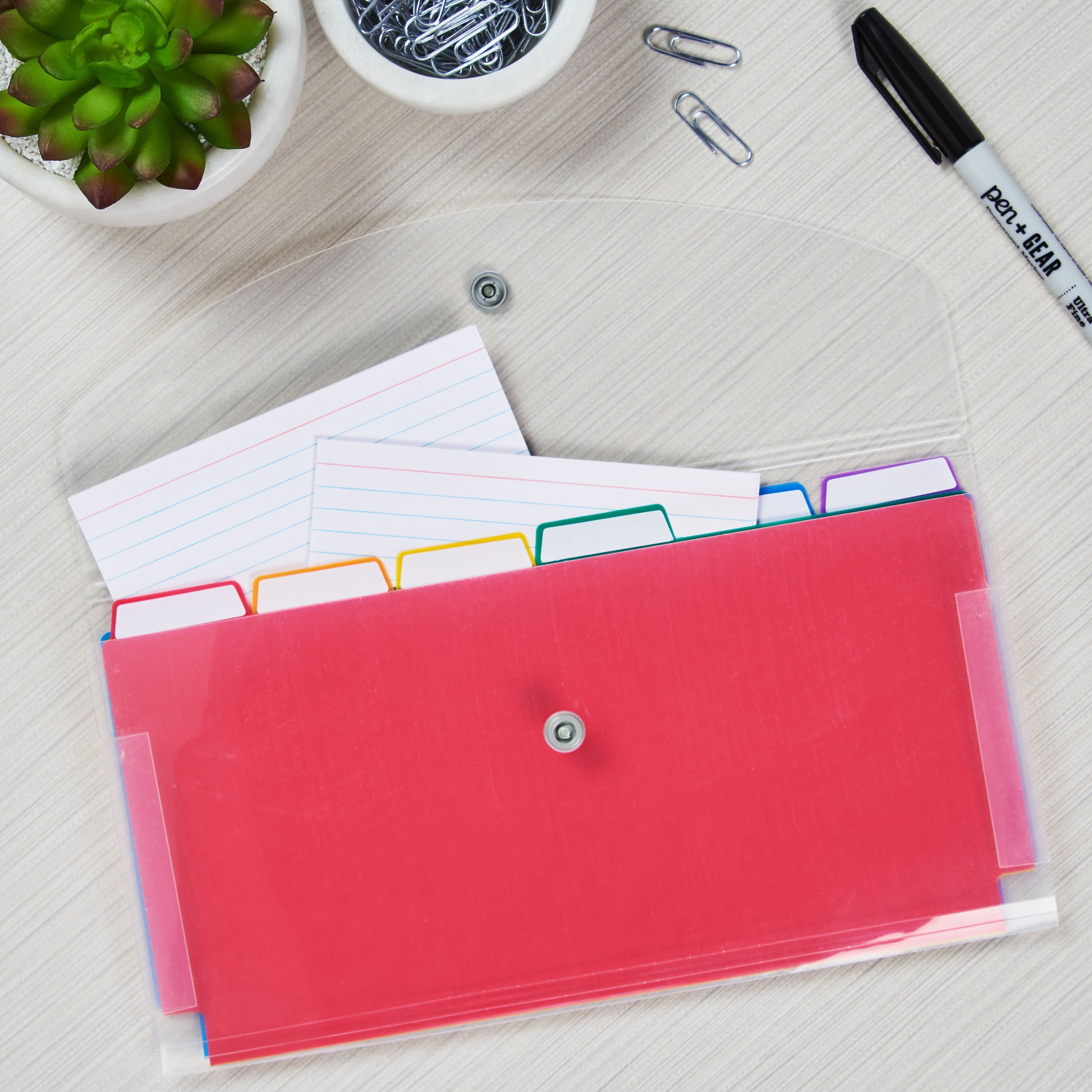 Pen+Gear Coupon Size 7 Pocket Expanding File, Clear with Rainbow Pocket,Assembled Product Heigt 5.7"
