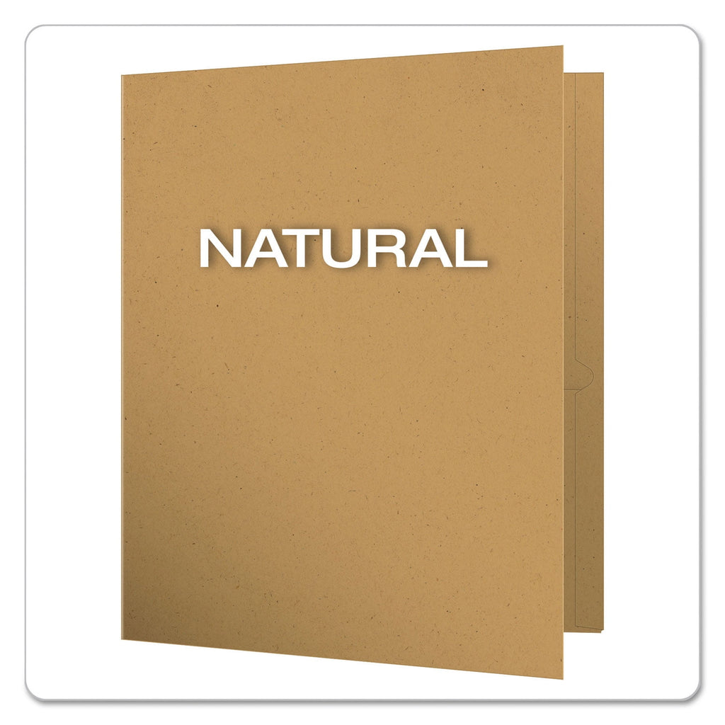 Earthwise by Oxford 100% Recycled Paper Twin-Pocket Portfolio, 100-Sheet Capacity, 11 x 8.5, Natural, 25/Box
