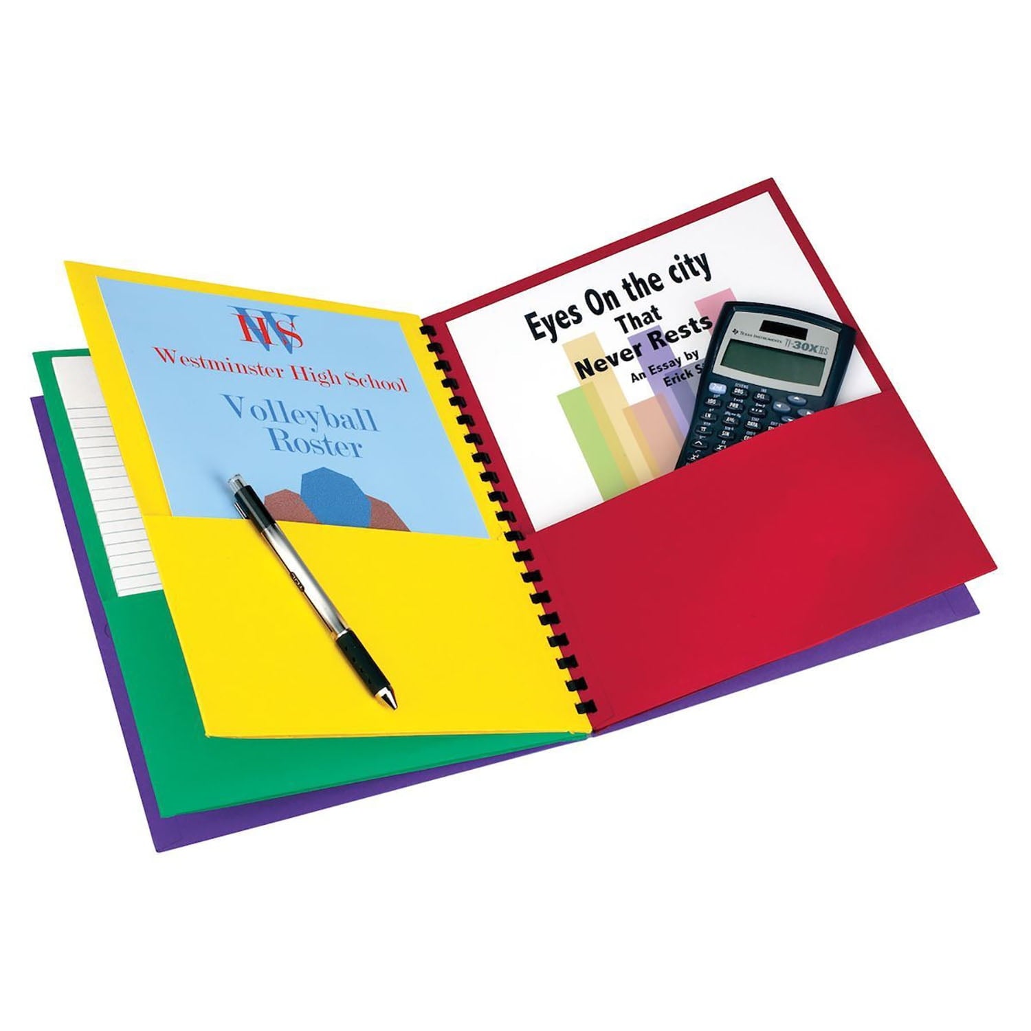 Oxford Paper 8-Pocket Folders, Letter Size, Assorted Colors