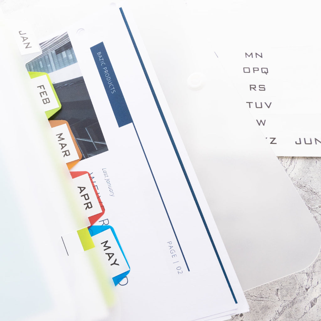 BAZIC Expanding File Folder 5 Pockets w/ Tab, Letter Size Plastic File Pocket Folders, 1-Pack