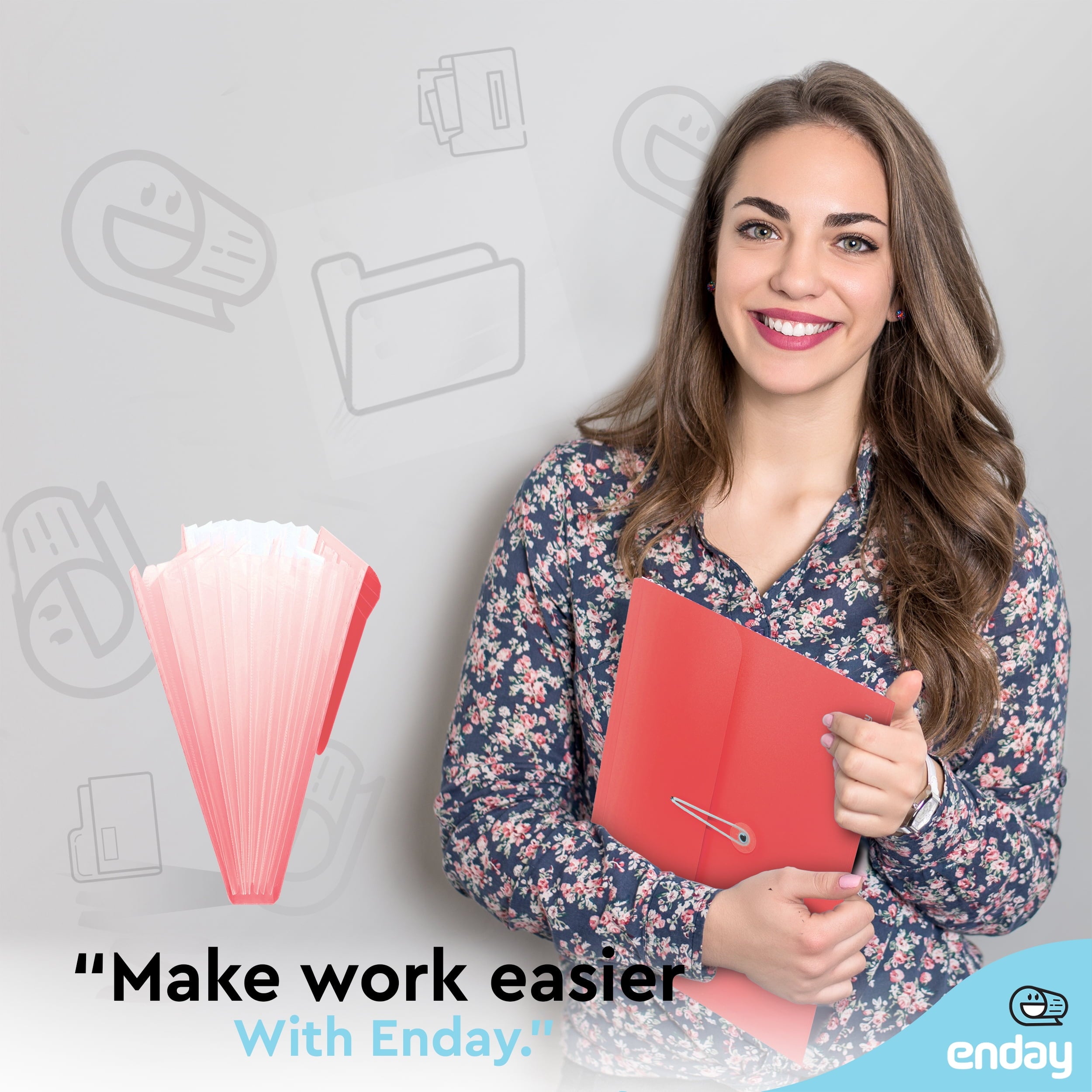 Accordian File Organizer, 7 Pocket Expanding File & Cover Folder with Labels, Plastic Portable Desktop Supplies Letter A4 Paper in Red and Grey (2 Pack) – by Enday