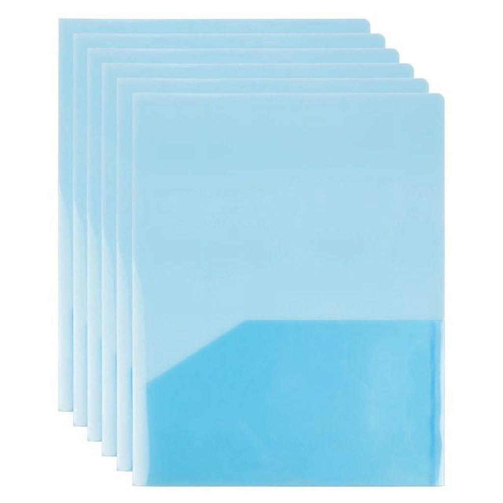 JAM Paper Plastic Regular Weight Folders, Blue, 6/Pack, Two Pocket