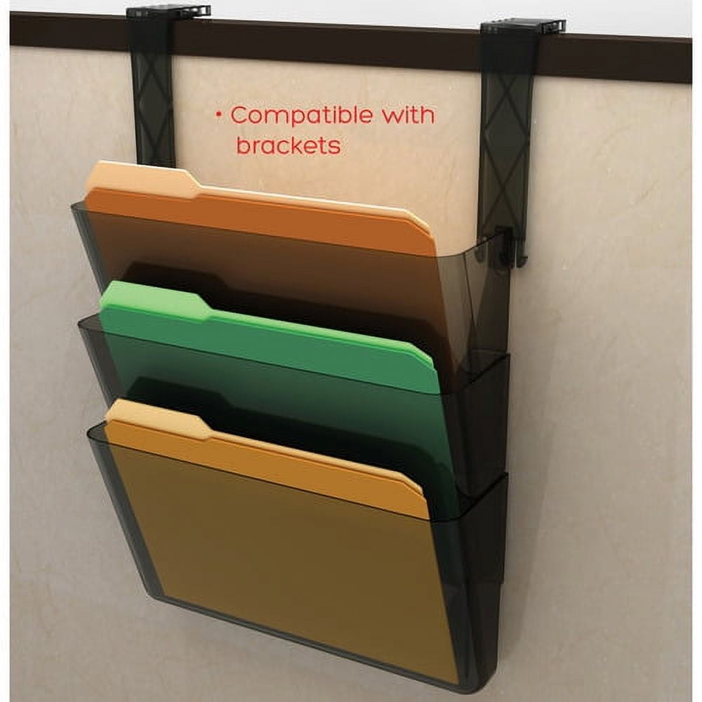 Deflecto Stackable DocuPocket Set 3 Pocket(s) - 14" Height x 13" Width x 4" Depth - Smoke - 3 / Set