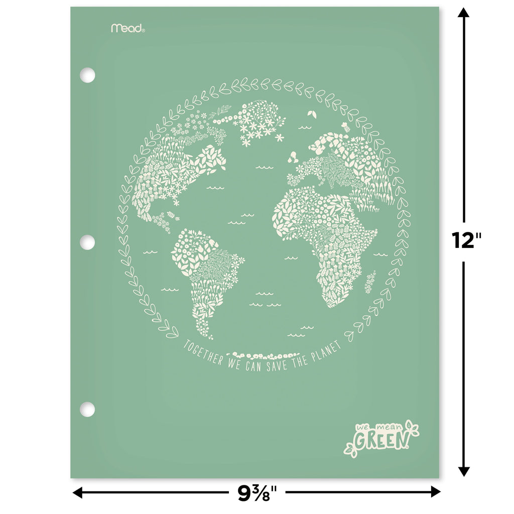 Mead We Mean Green 2-Pocket Paper Folder, 2 Pack, Yellow and Green (331761FB-WMT)