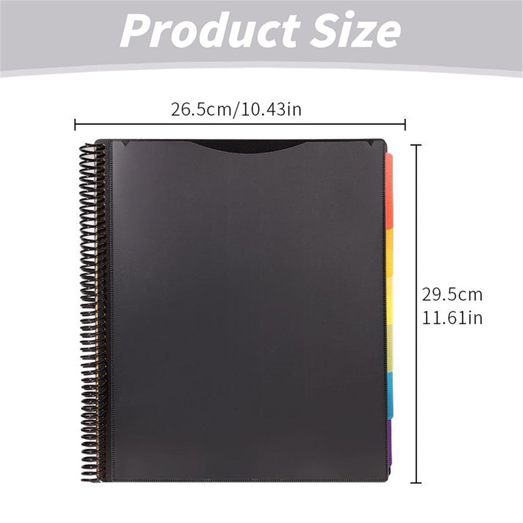 Kilougeis Clearance 3 Prong Poly Folder with Pockets Pocket Folder Classroom&nbsp;Must&nbsp;Haves Spiral Binder Black 6 Pages