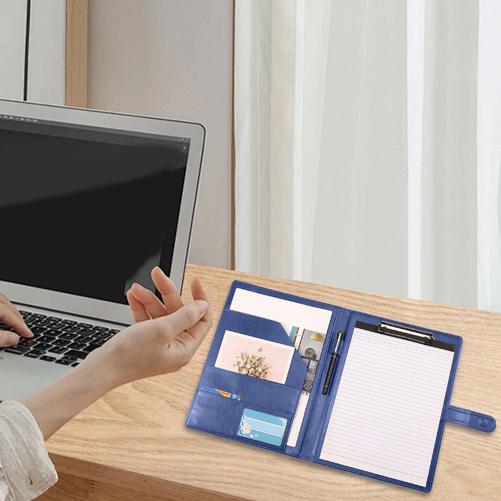 Naxoaeo Leather Portfolio Folder Padfolio, Business Padfolio Organizer Document Planner Portfolio Binder Storage Pocket for Legal Pad Holder Paperwork Phone Men Women (A4)