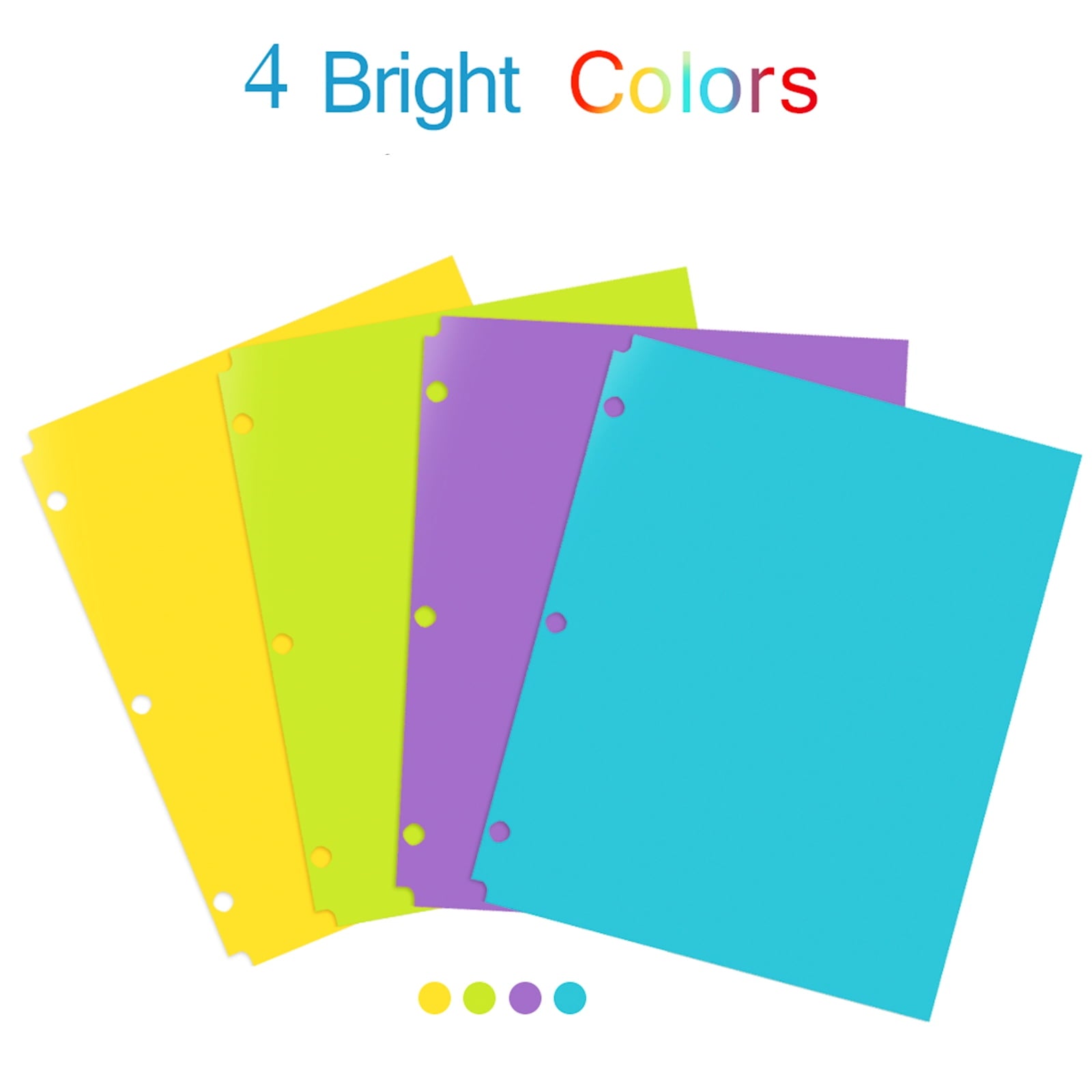 RYWESNIY Plastic Folders with Pockets, 3 Hole Punch School Folders for 3 Ring Binder, Letter Size, Assorted Colors, 8 Pack