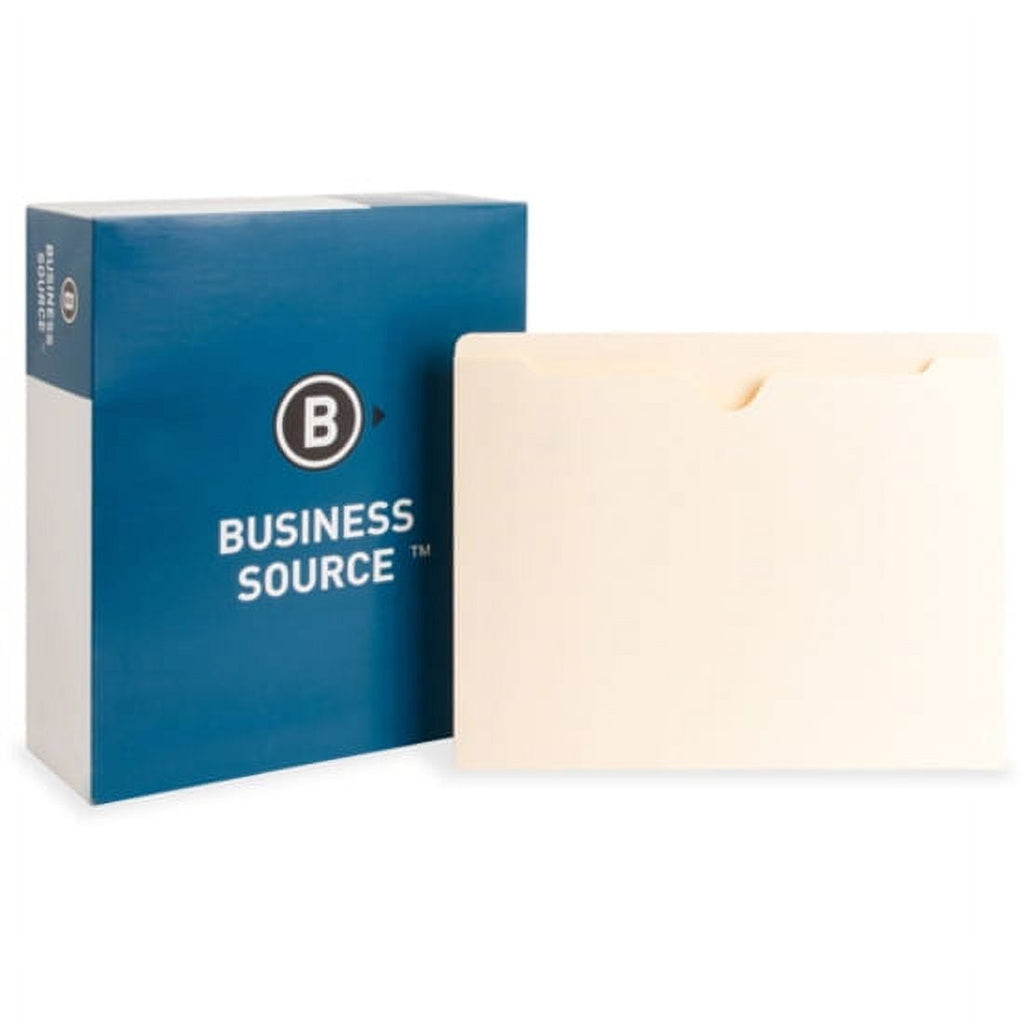 Business Source Manila Flat File Pockets Letter - 8 1/2" x 11" Sheet Size - 11 pt. Folder Thickness - Manila - Recycled - 100 / Box