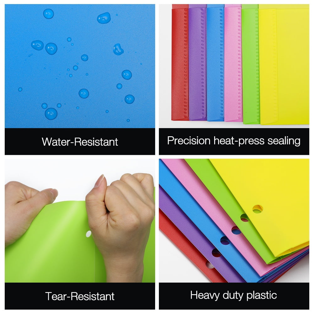 MoKo 12pcs Durable Pocket Folders, 3 Hole Punch Presentation Letter Size Folders, Multicolor