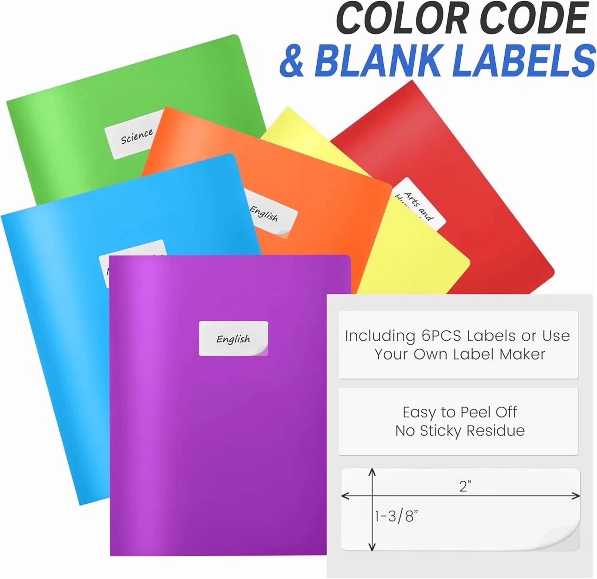 3 Pack 2-Pocket Folders With Labels, Heavy Duty Plastic Folders With Pockets, Pl