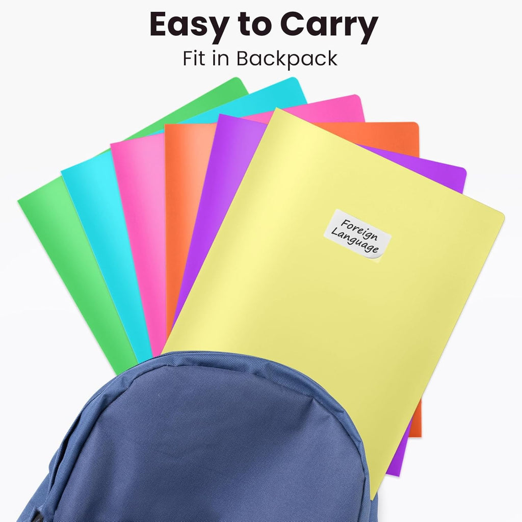 Folders with Pockets, Pastel Colors, Heavy Duty Pocket Folder, Plastic Folders with Pockets, 2-Pocket Folder Bulk, Aesthetic File Folder, Back to School Office Filing Supplies