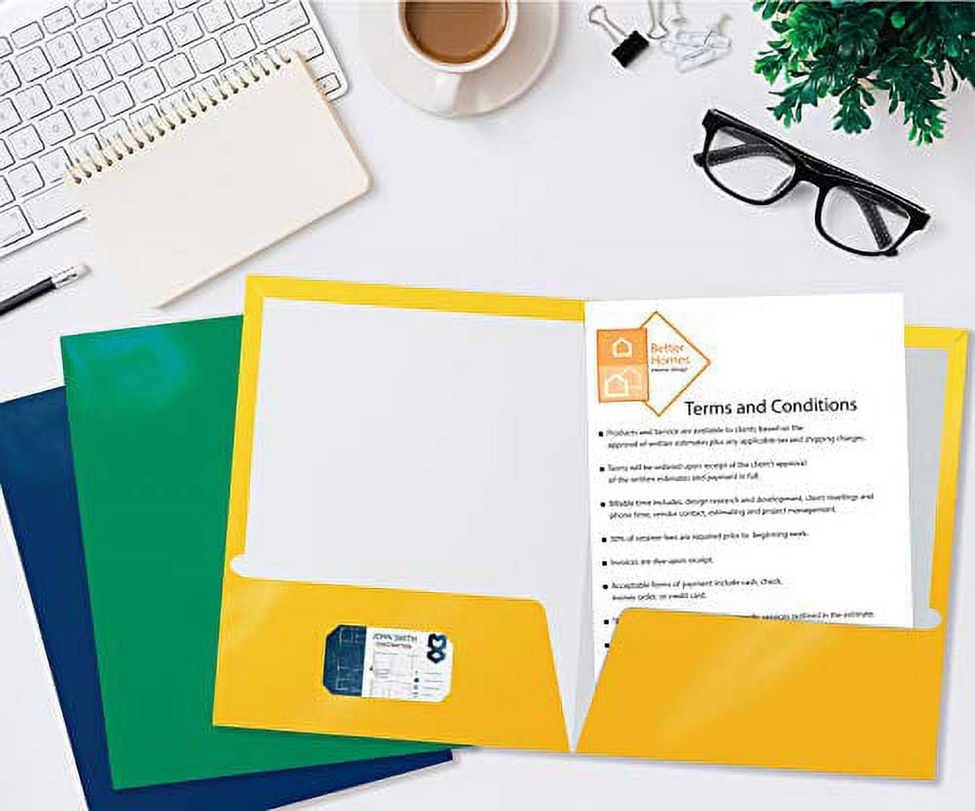 Better Office Products - Pocket folder - 2 compartments - for Letter A Size (8.5 in x 11 in) - capacity: 100 sheets - black, red, blue, purple, orange, green, yellow (pack of 25)