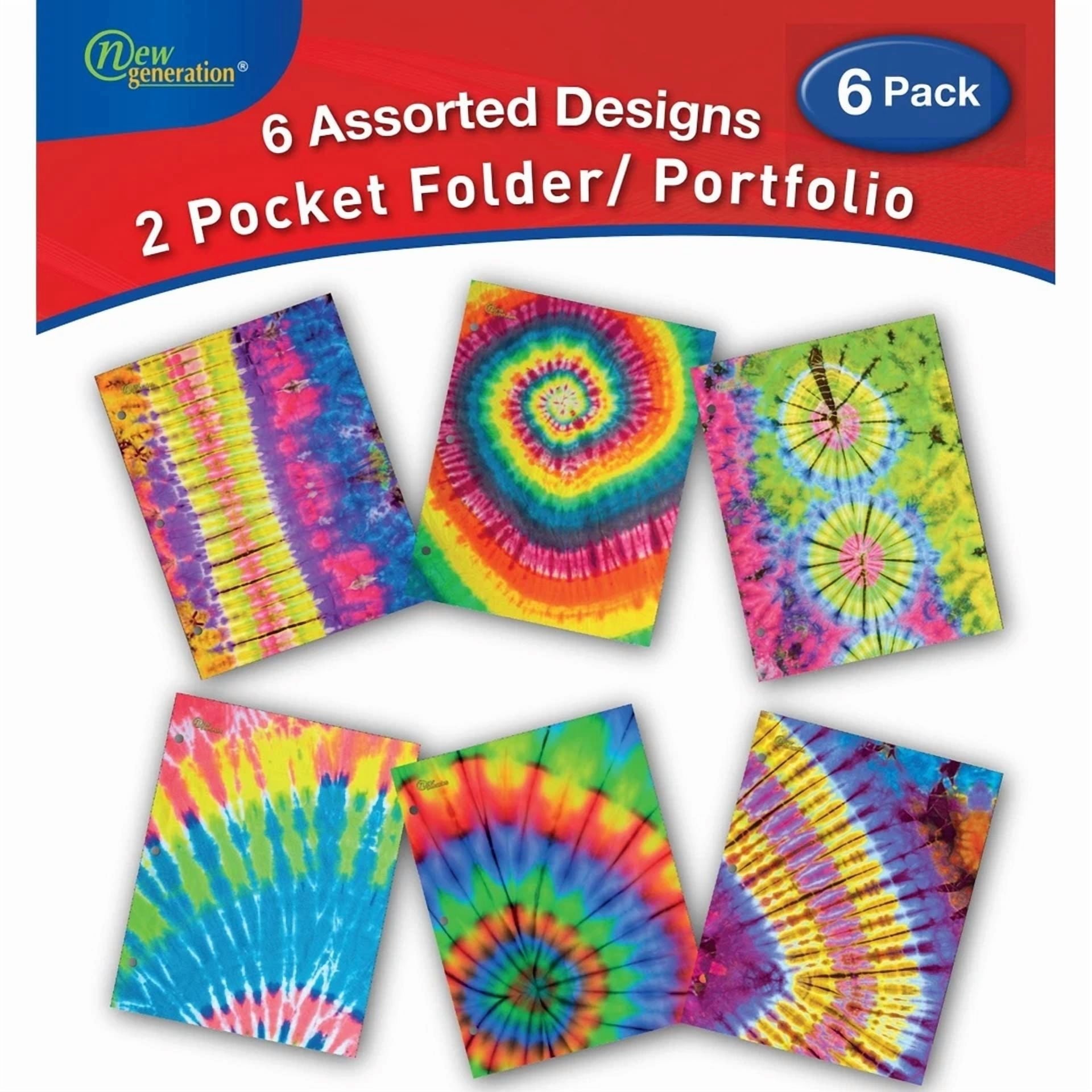 New Generation - Tie Dye - 2 Pocket Folders, Letter Size With 3 Hole Punch To...
