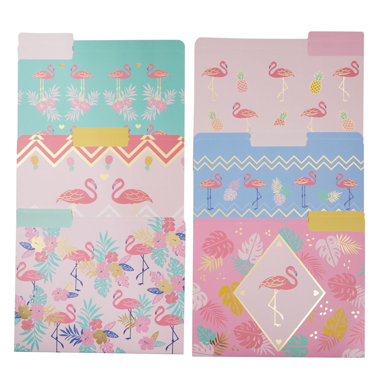Paper Junkie Flamingo Prints 2 Pocket Folders, Multicolor, 6 Pack