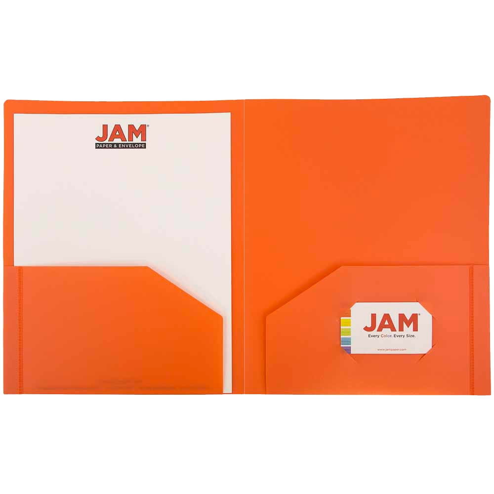 JAM Paper Plastic Heavy Duty 2 Pocket Folders, Assorted Fashion Colors, 12 Pack